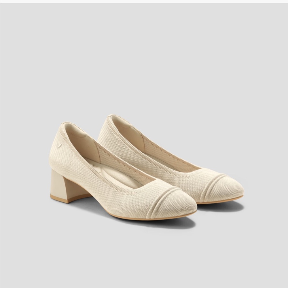 Vivaia Cream Block Heel Pumps